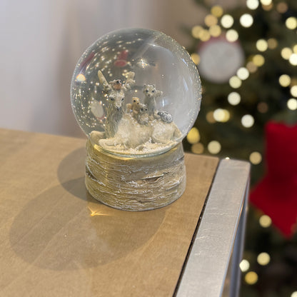 Beige Forest Friends Snow Globe with Bark Base 13.5cm