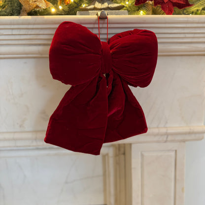 Medium Red Velvet Bow - Christmas Tree & Wreath Decoration 35cm