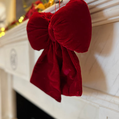Medium Red Velvet Bow - Christmas Tree & Wreath Decoration 35cm
