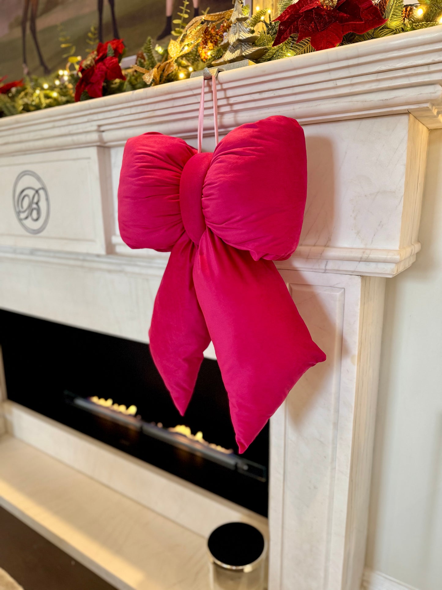 Hot Pink Velvet Plush Bow
