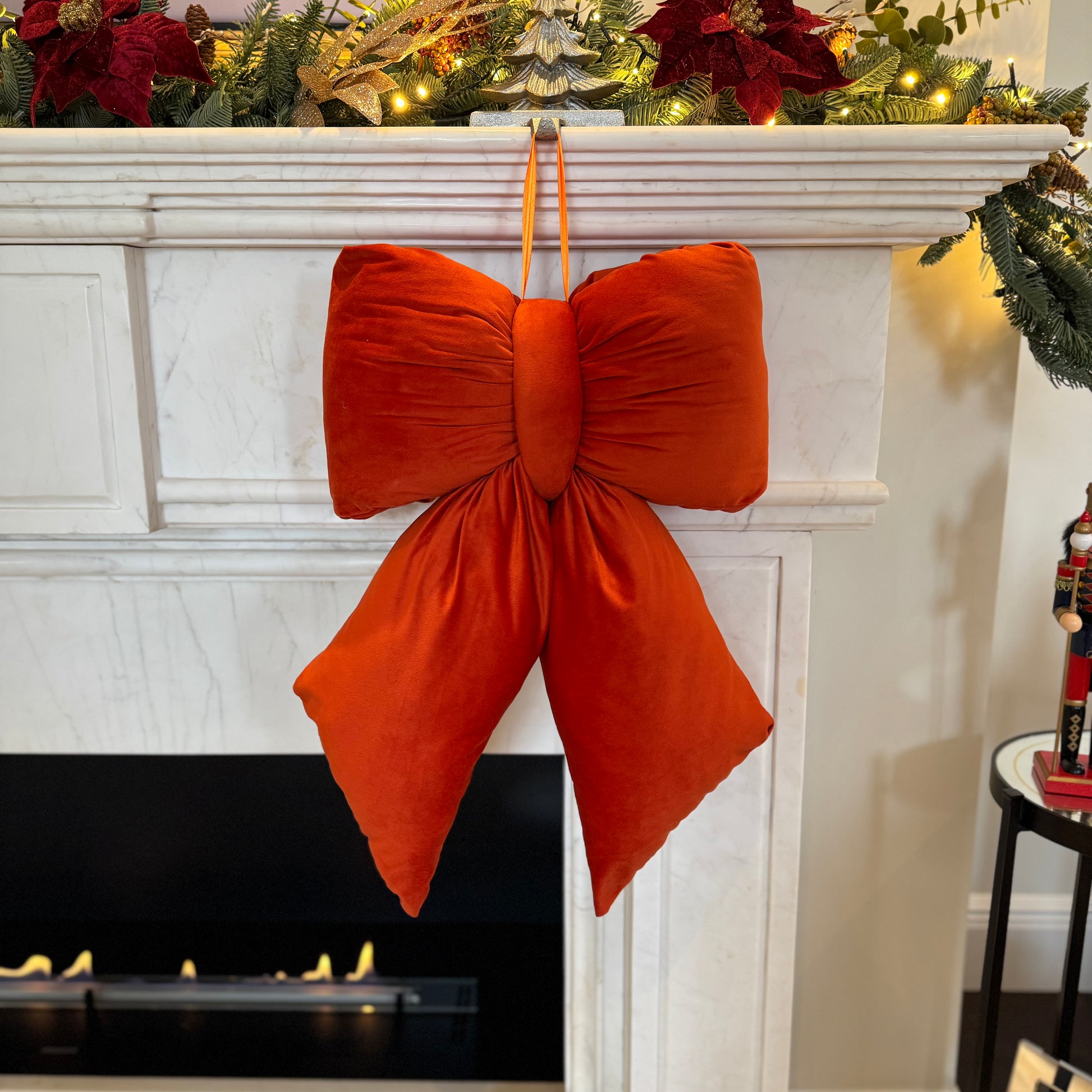 Burnt Orange Velvet Plush Bow – Various Sizes – Large (35cm)