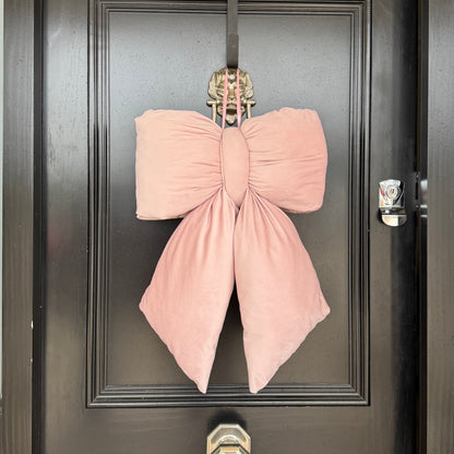 Powder pink velvet plush bow – Large 35cm x 25cm