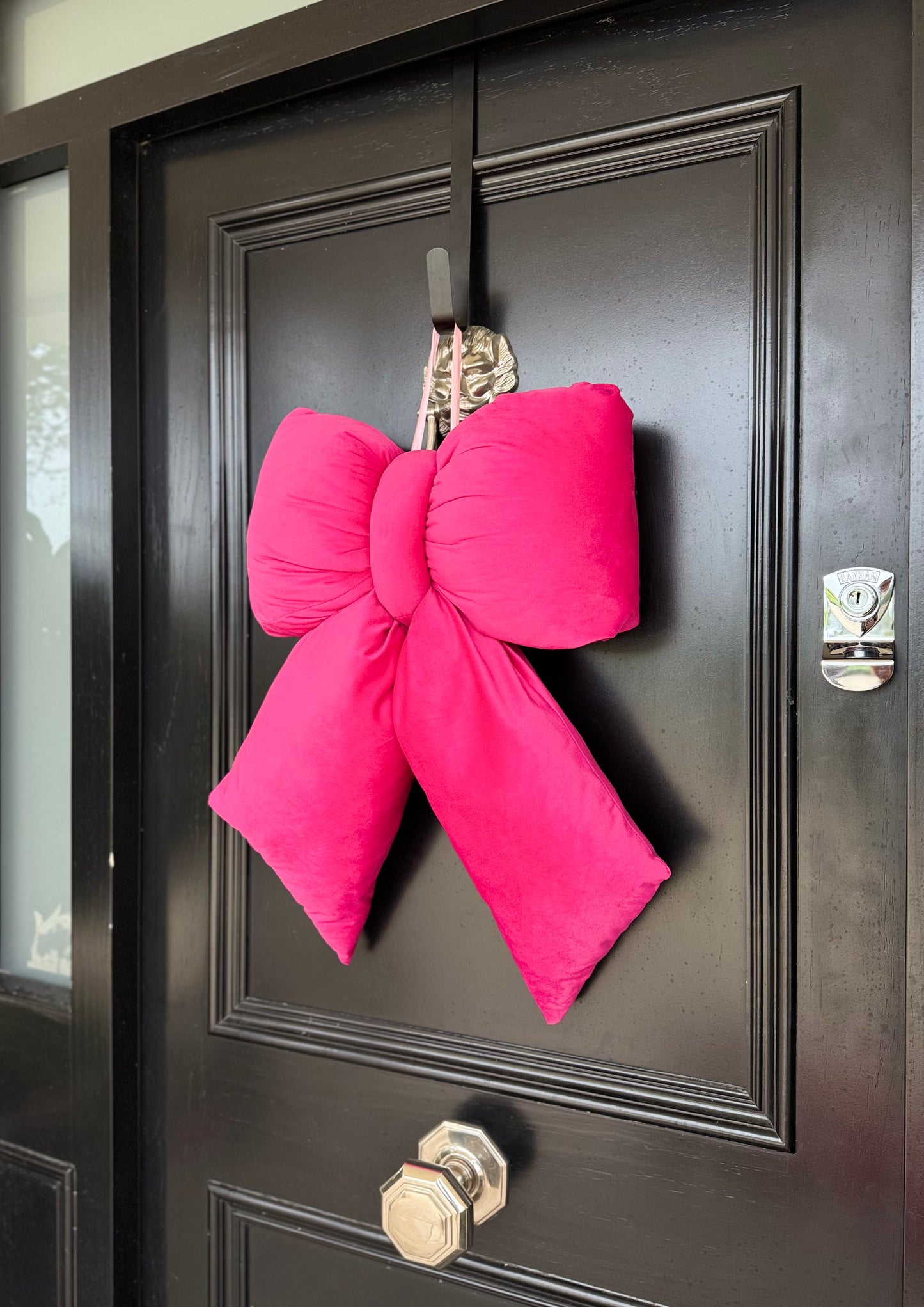 Hot Pink Velvet Plush Bow