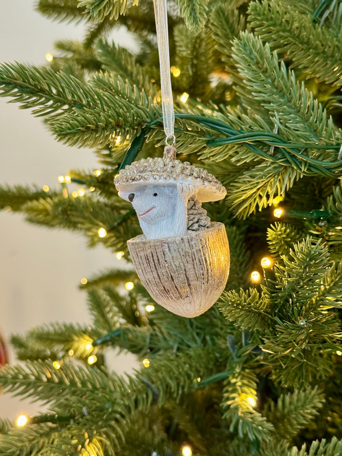 Hedgehog in an Acorn Christmas Bauble