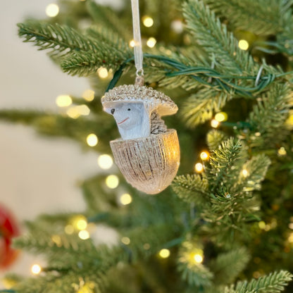 Woodland hedgehog acorn Christmas tree decoration