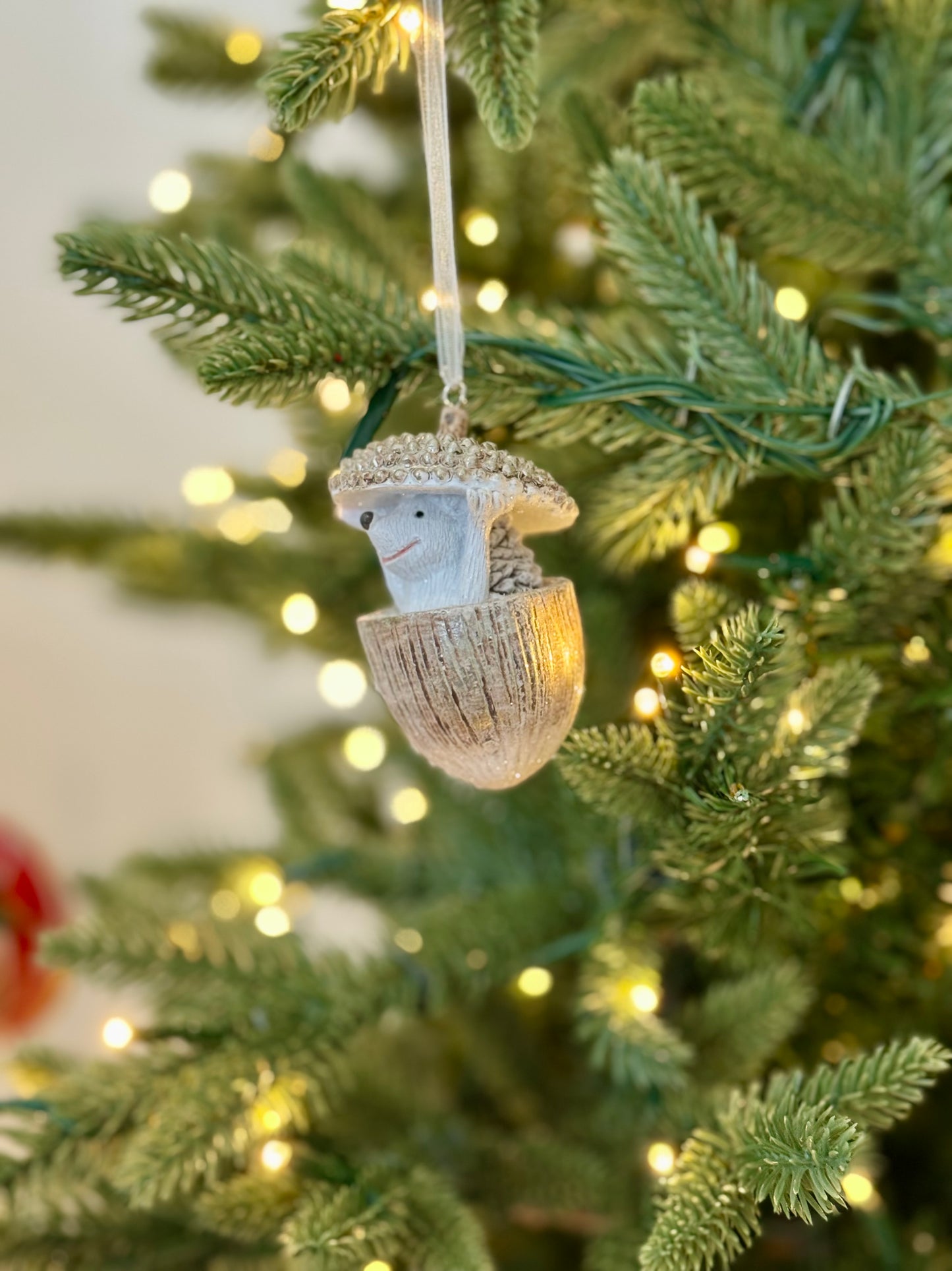 Hedgehog in an Acorn Christmas Bauble