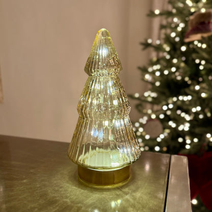 Glass Light-Up Christmas Tree with Gold Base