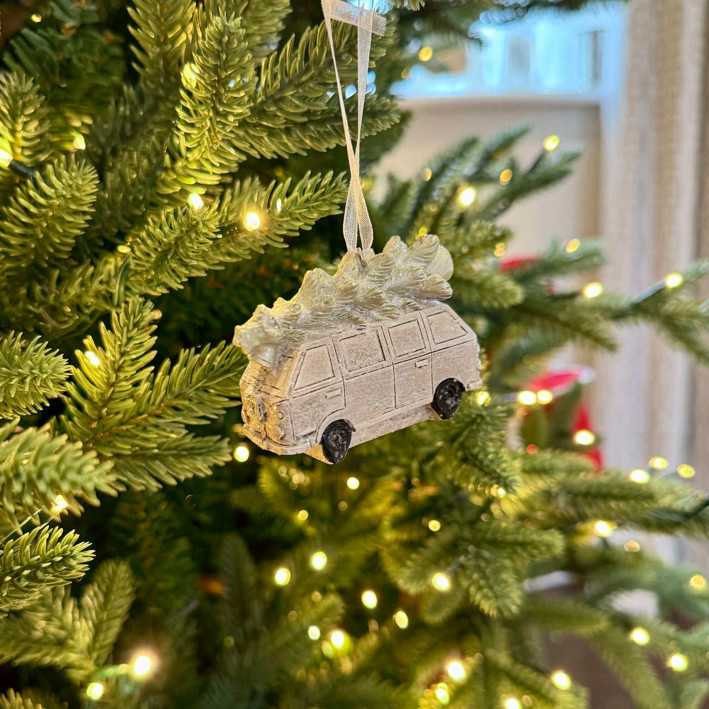 Mini Beige Glitter Christmas Vehicle Baubles - Various Options