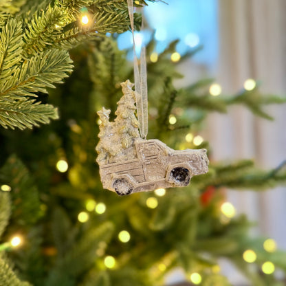 Mini Beige Glitter Christmas Vehicle Baubles - Various Options
