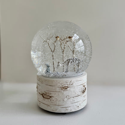 Woodland forest friends snow globe in neutral Christmas styling
