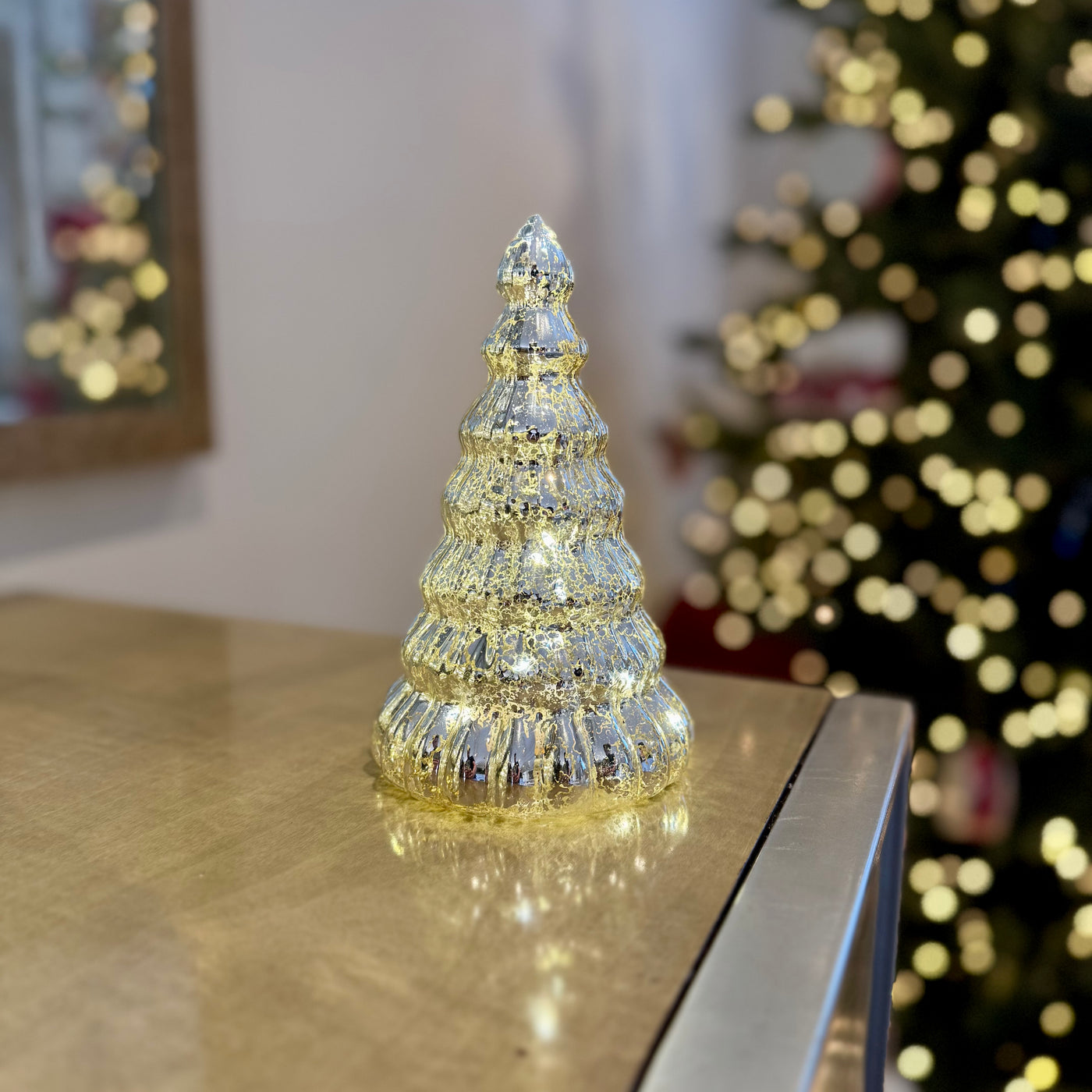 Mottled glass LED Christmas tree in three sizes