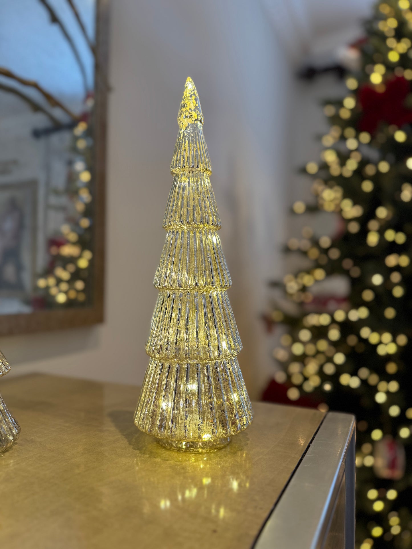 Ribbed Glass Light Up Christmas Trees - Various Sizes