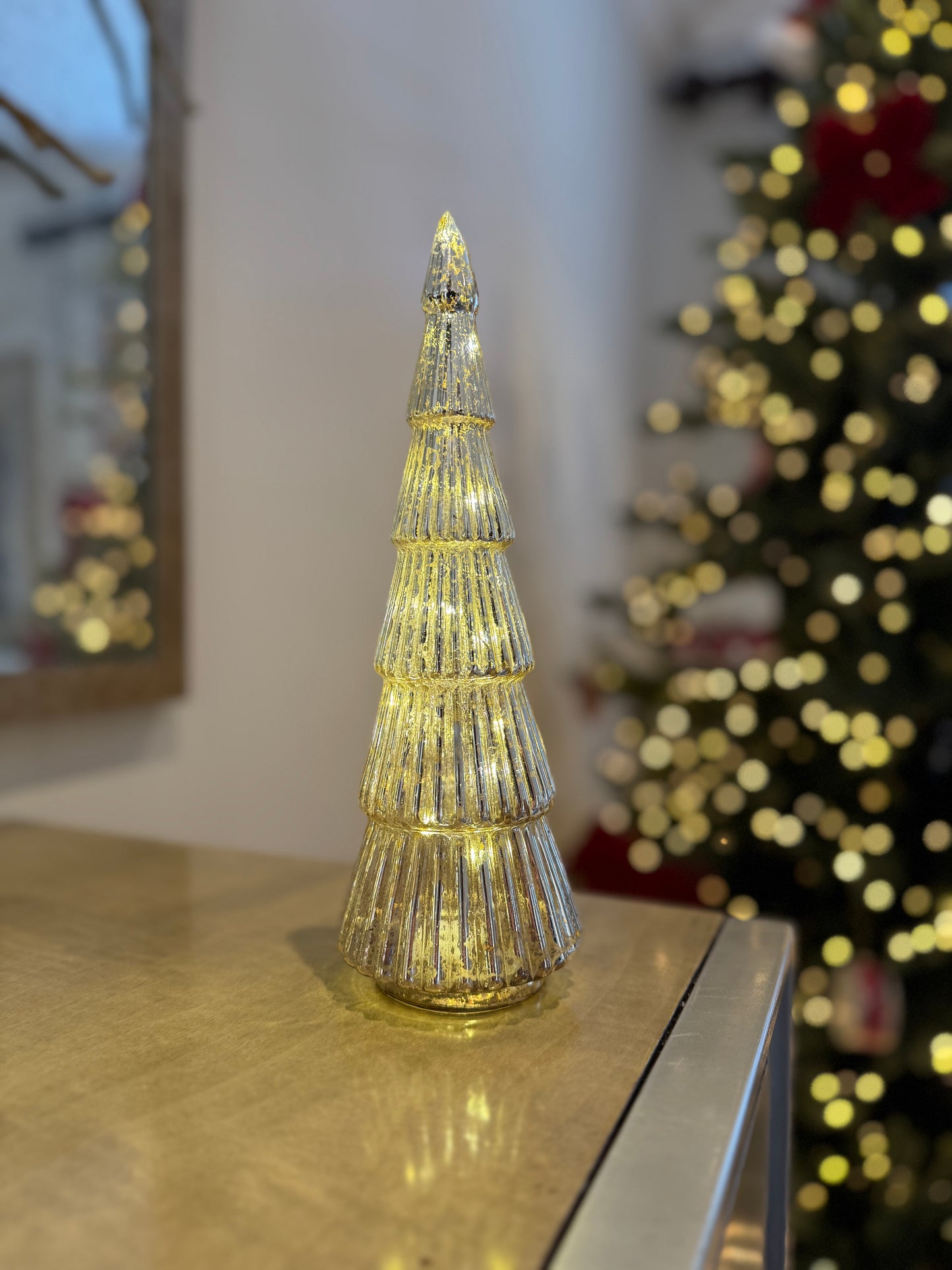 Ribbed Glass Light Up Christmas Trees - Various Sizes
