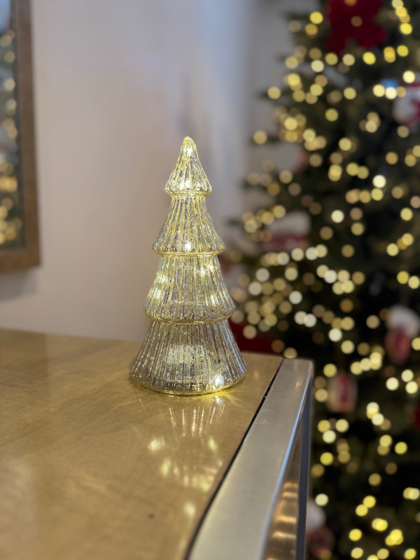 Ribbed Glass Light Up Christmas Trees - Various Sizes