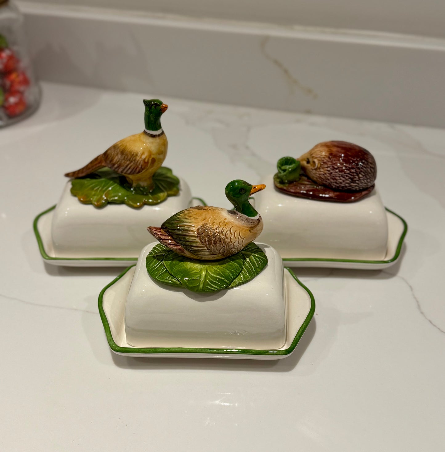 Hand Painted Ceramic Animal Butter Dish