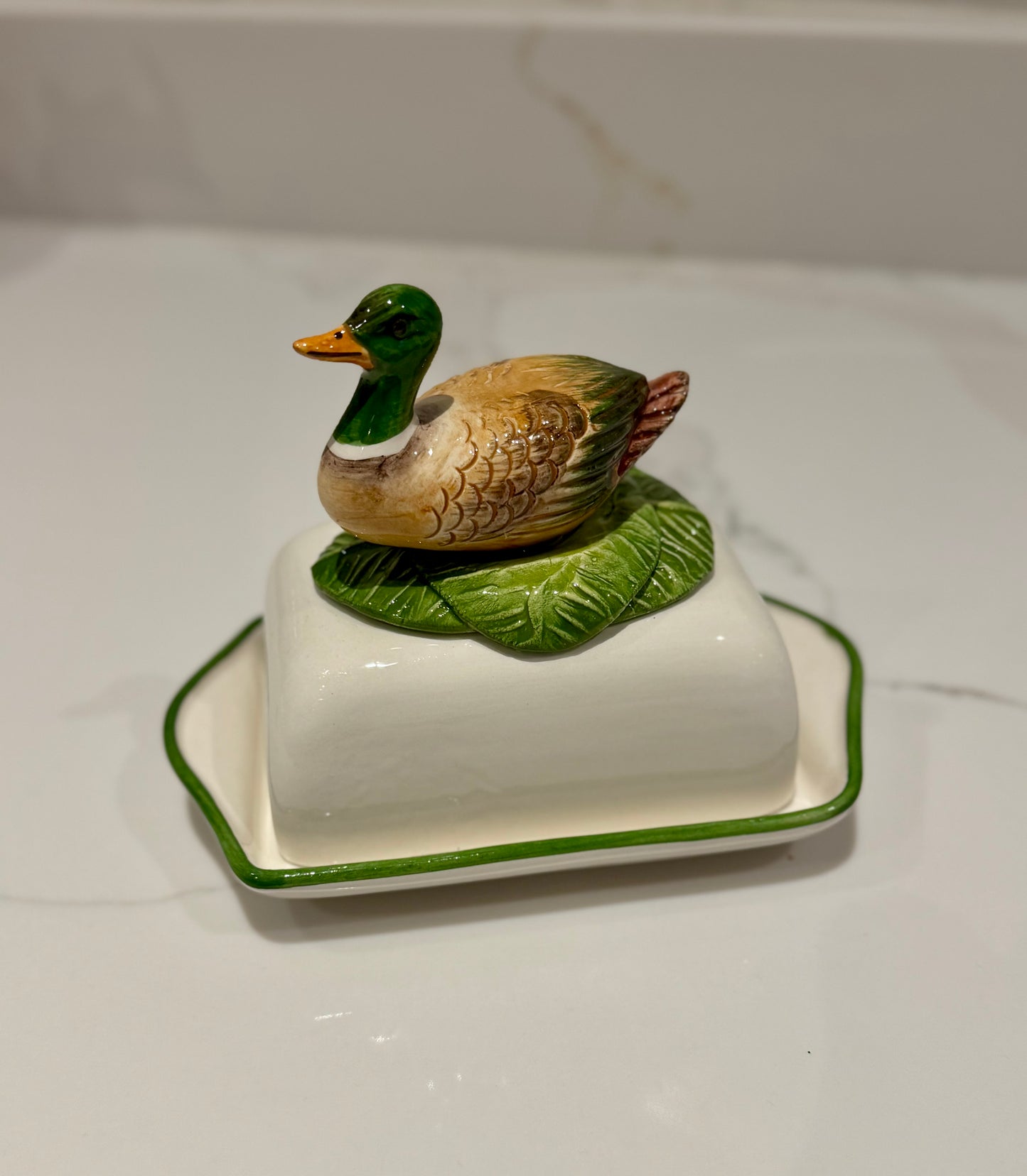 Hand Painted Ceramic Animal Butter Dish