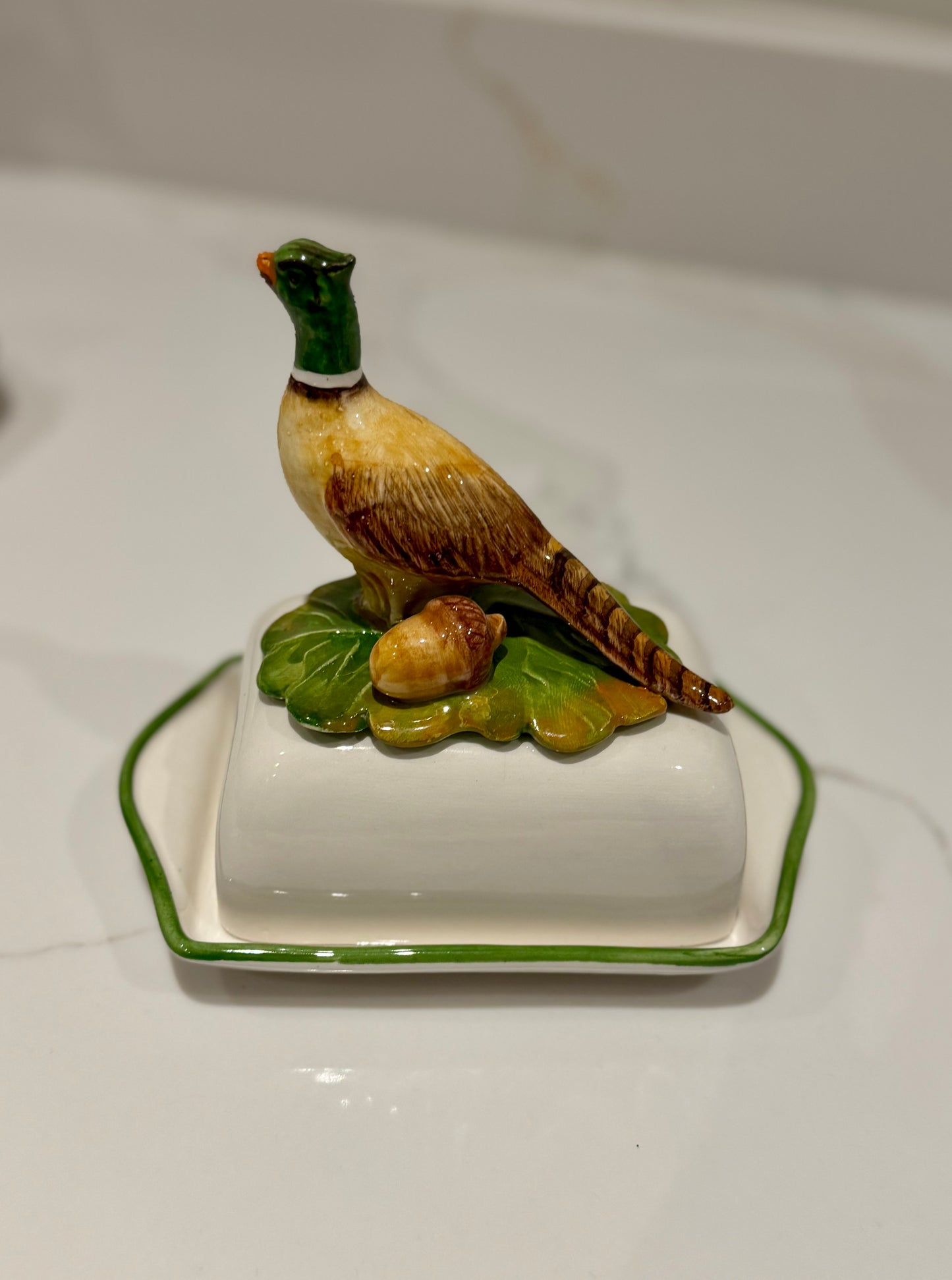 Hand Painted Ceramic Animal Butter Dish