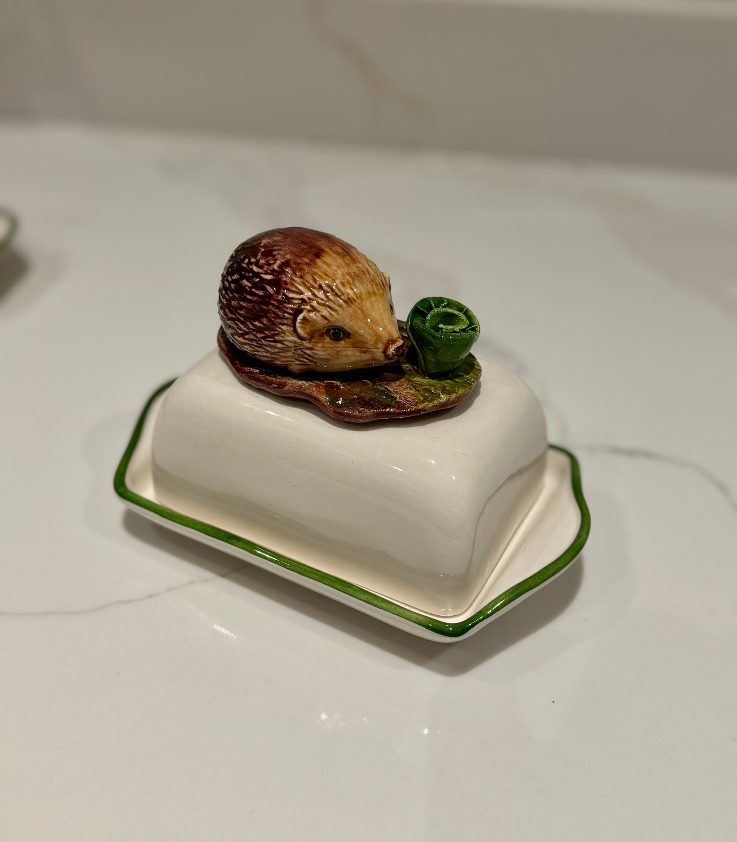 Hand Painted Ceramic Animal Butter Dish