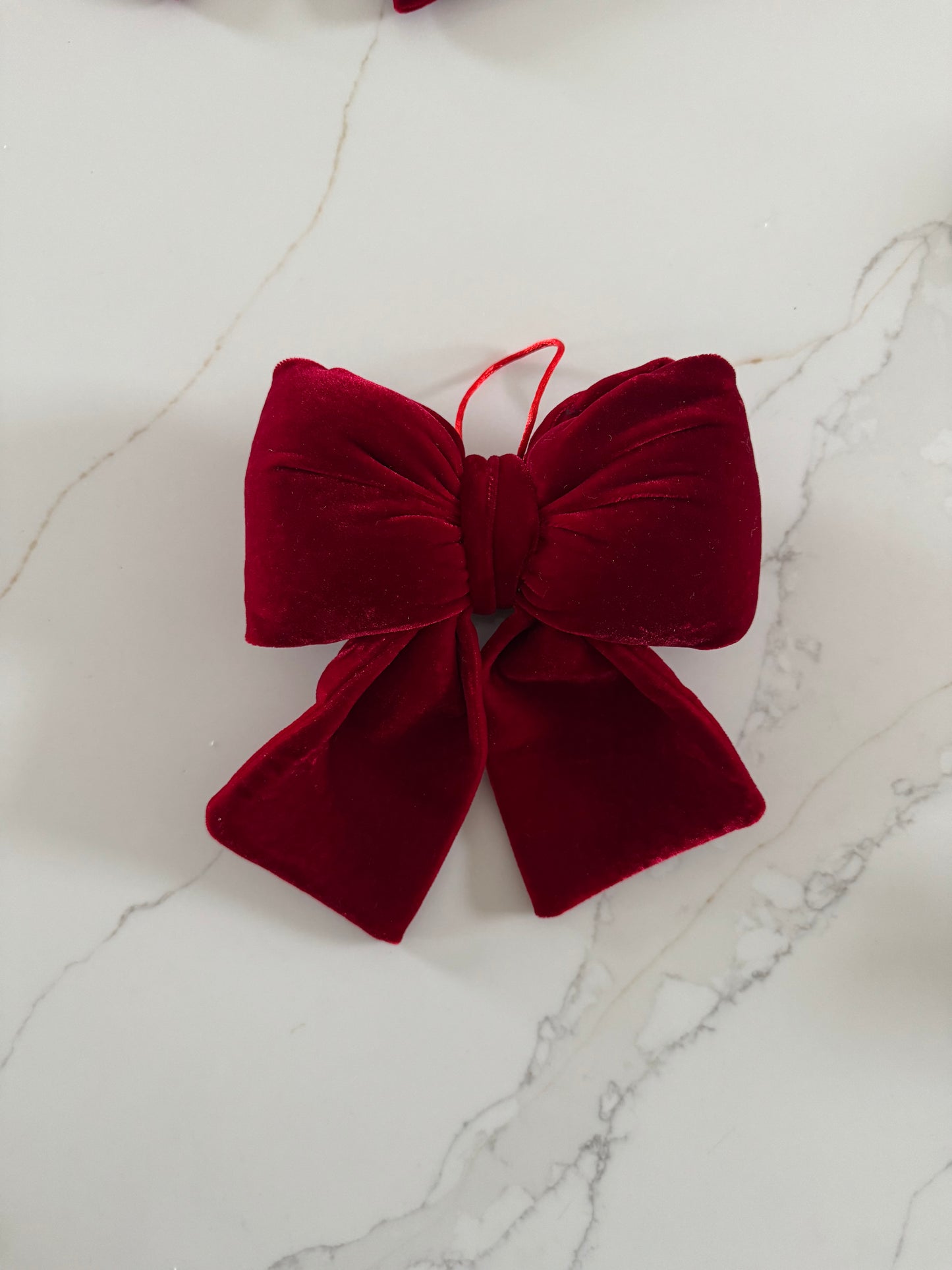 Small Christmas Red Velvet Bow - Christmas Tree & Wreath Decoration