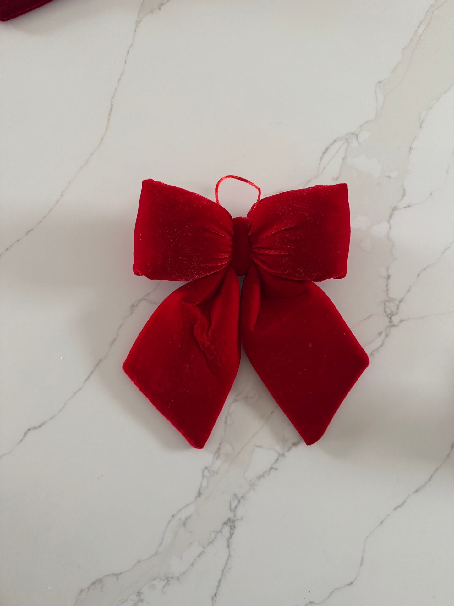Small Christmas Red Velvet Bow - Christmas Tree & Wreath Decoration