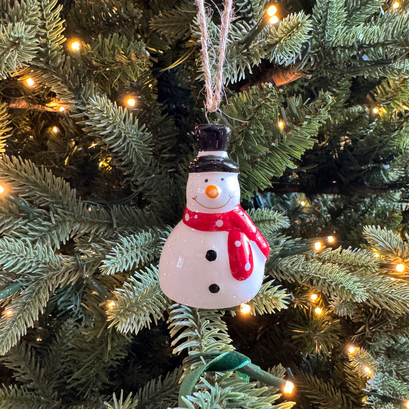 Mini Ceramic Snowman Christmas Bauble 7cm