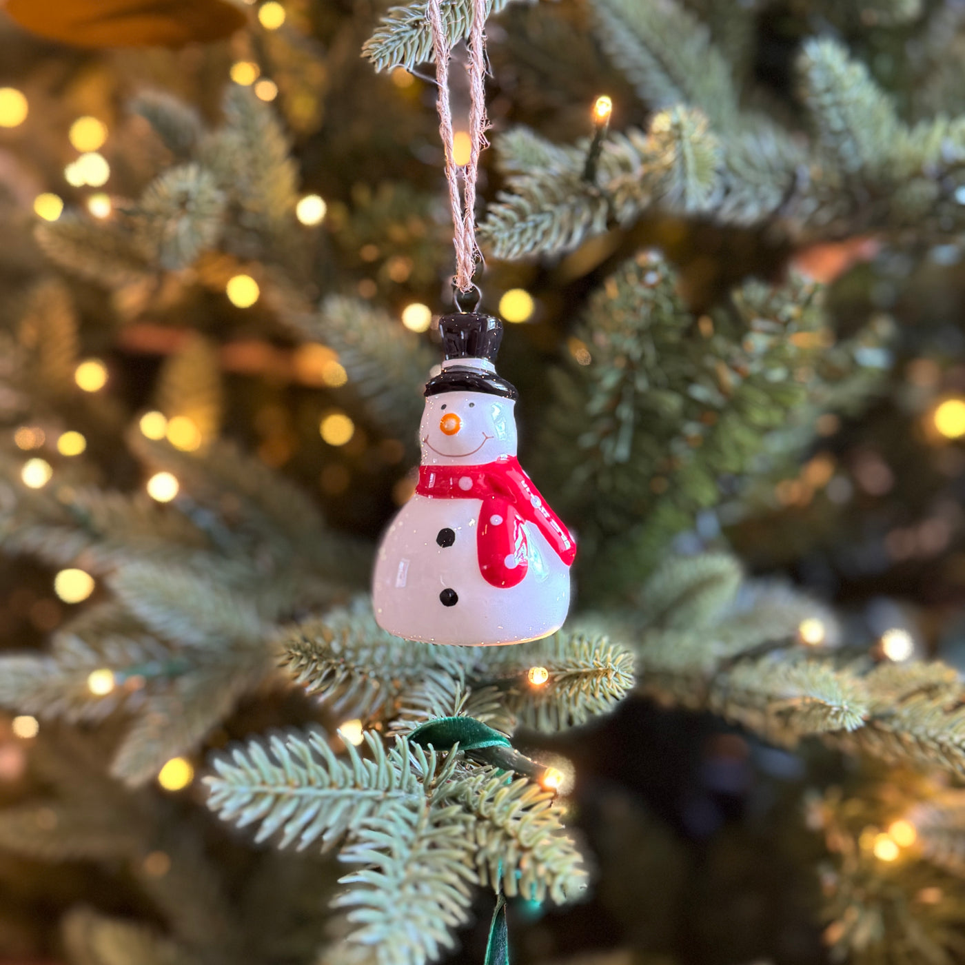 Mini Ceramic Snowman Christmas Bauble 7cm