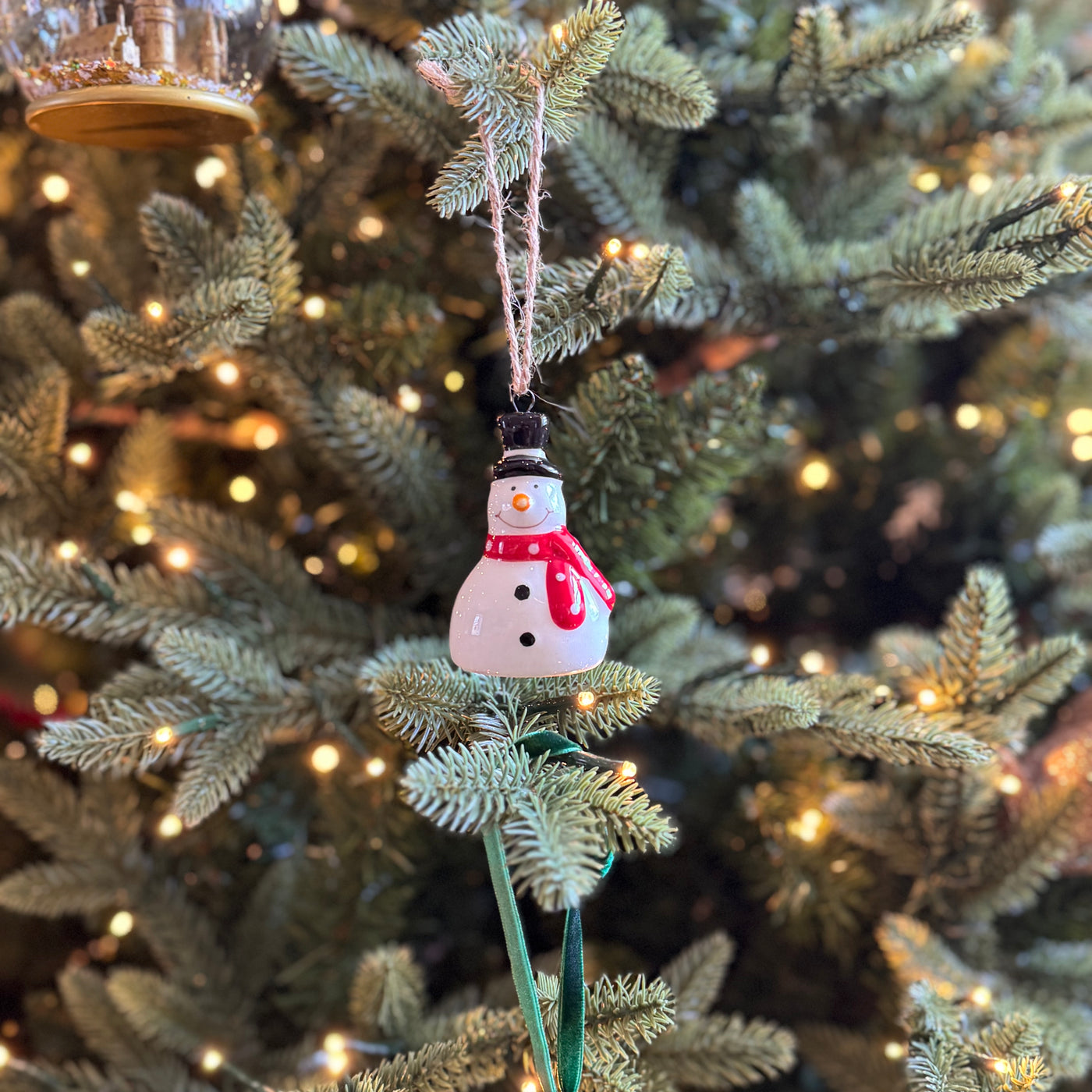 Mini Ceramic Snowman Christmas Bauble 7cm