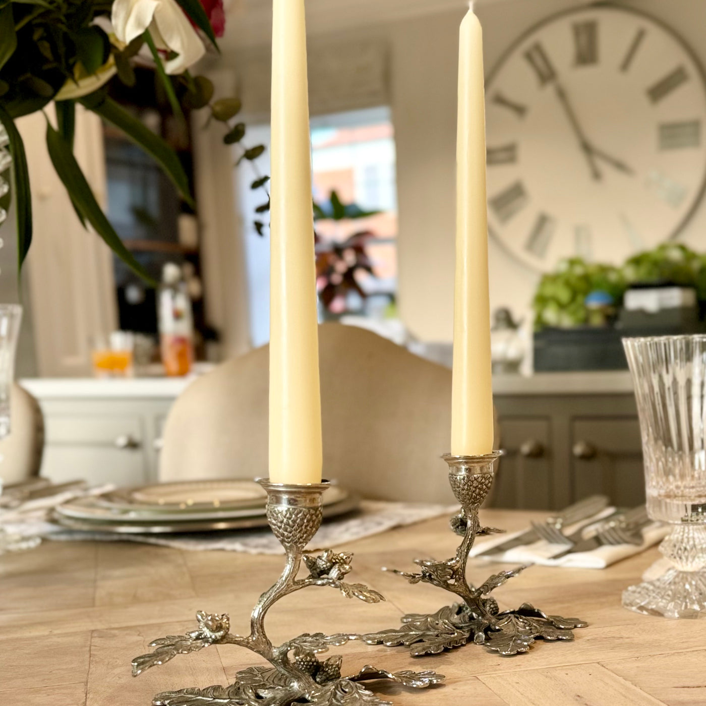 Oak Tree Candle Holder in Pewter
