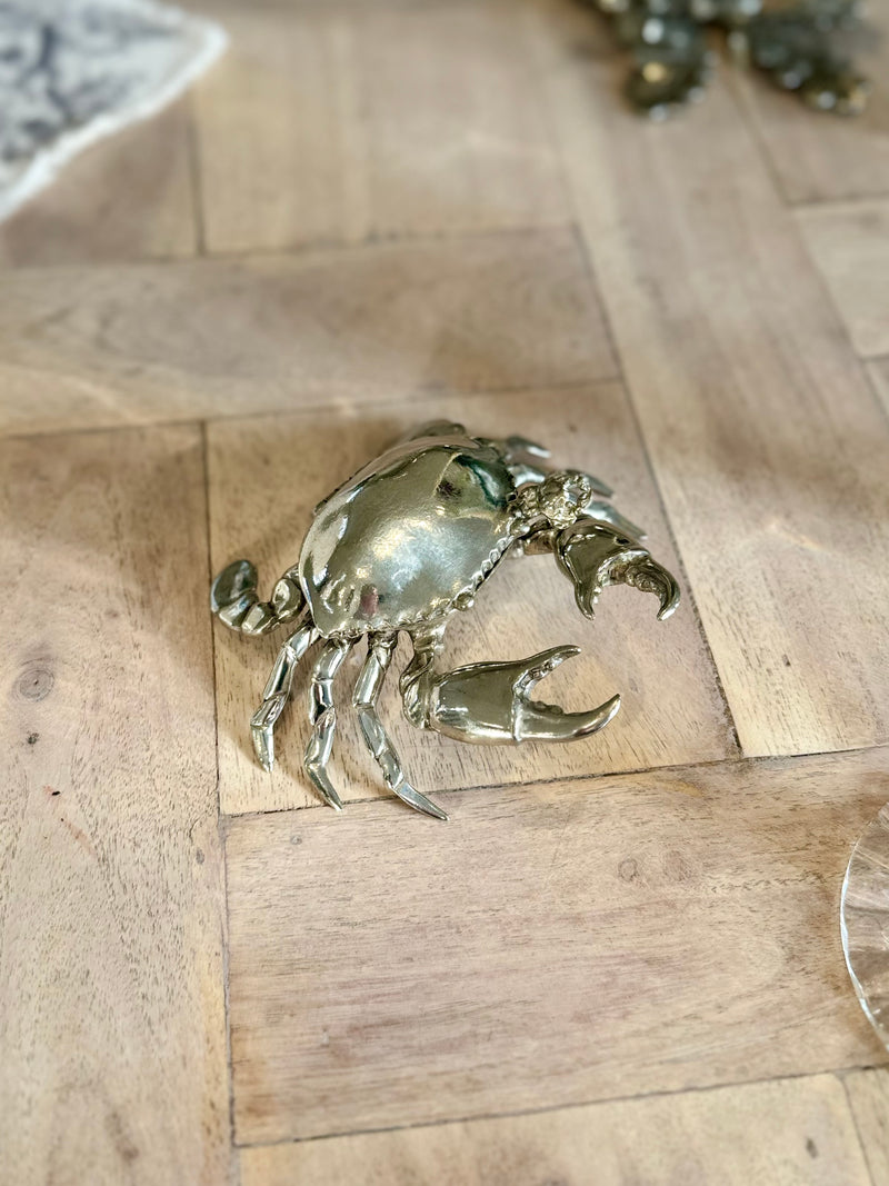 Crab Salt Pot with Spoon in Pewter