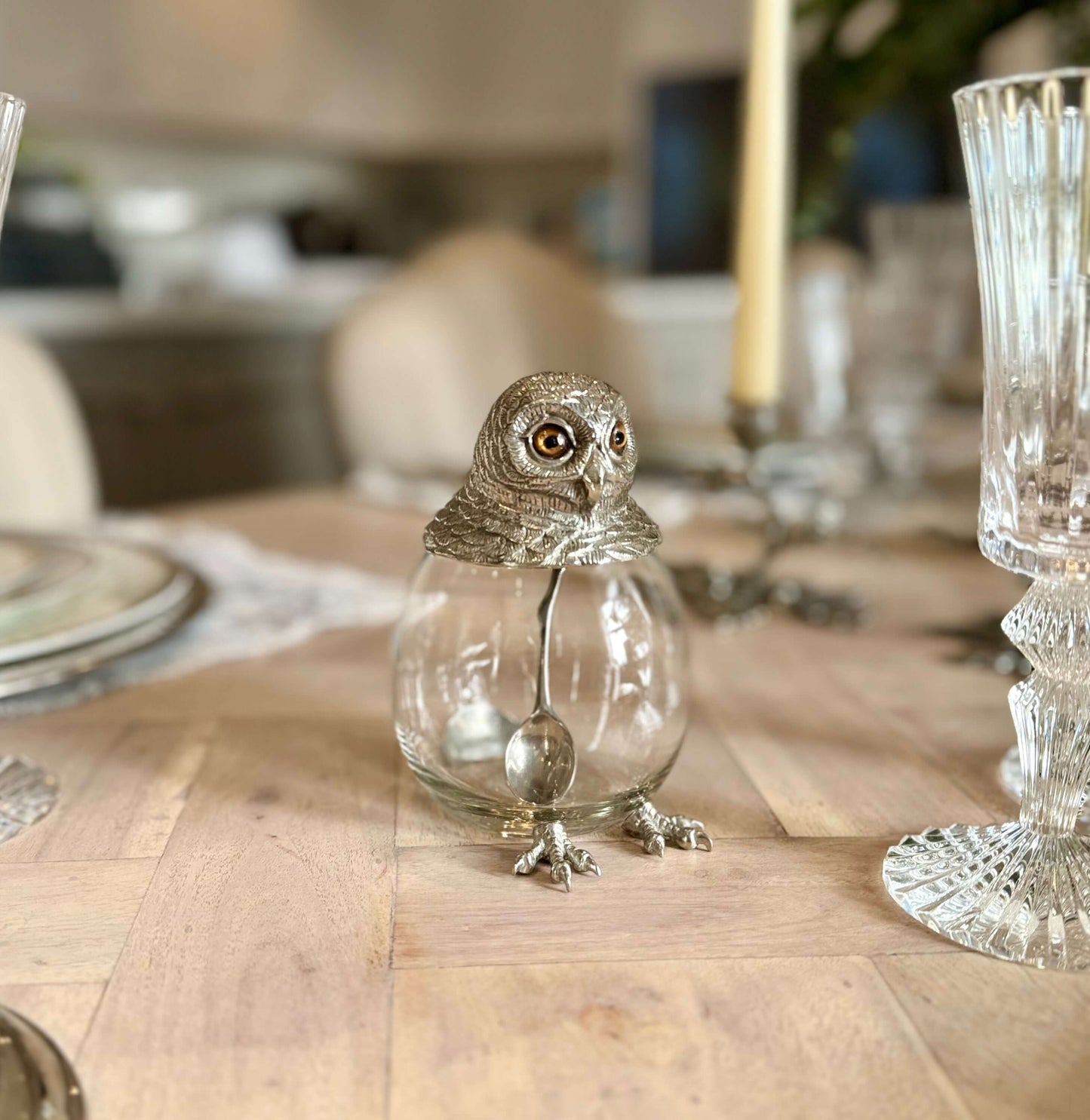 Owl Jar and Spoon Set