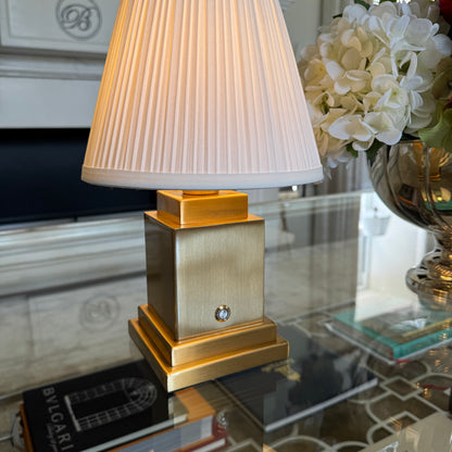 Beaumont brushed gold rechargeable bedside and table lamp