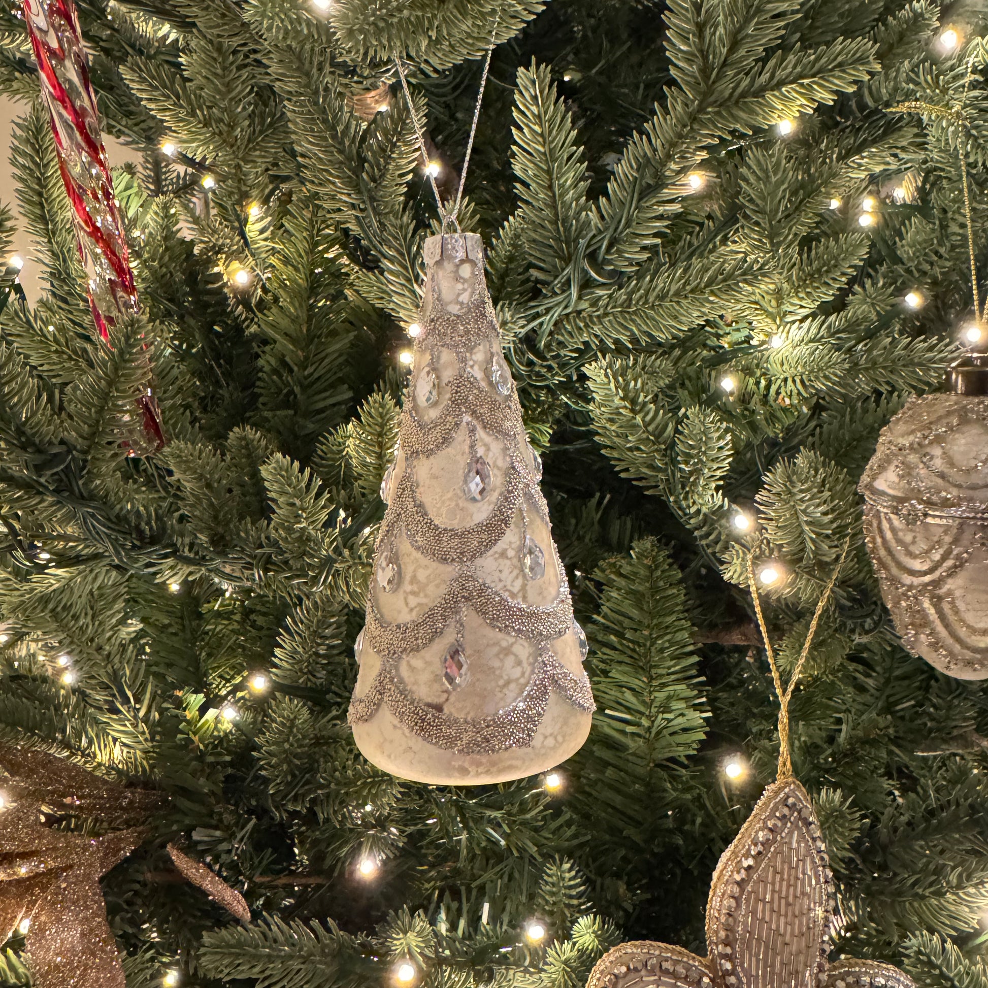 Christmas Tree Bauble in Champagne with Jewels