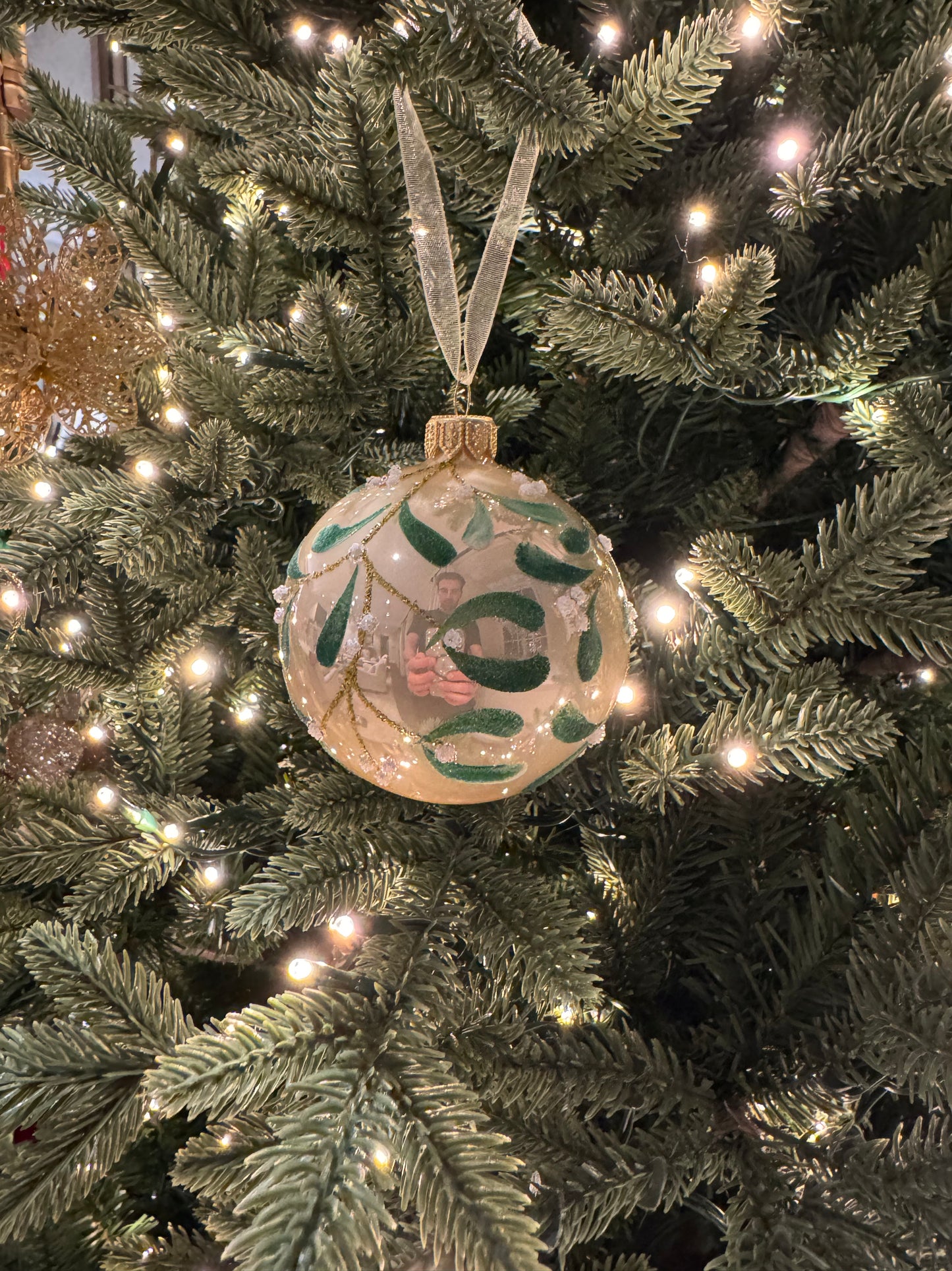 Hand Painted Mistletoe Bauble