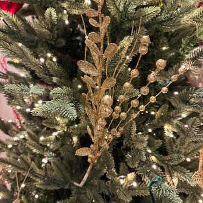 Eucalyptus Beaded Sprig in Glittered Gold