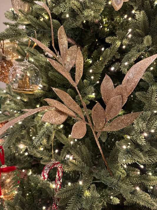 Glittered Leaf Sprig