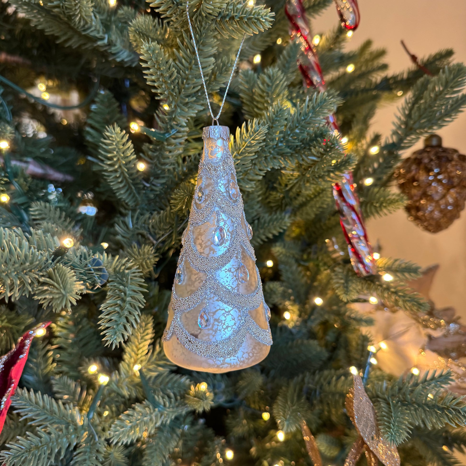 Christmas Tree Bauble in Champagne with Jewels