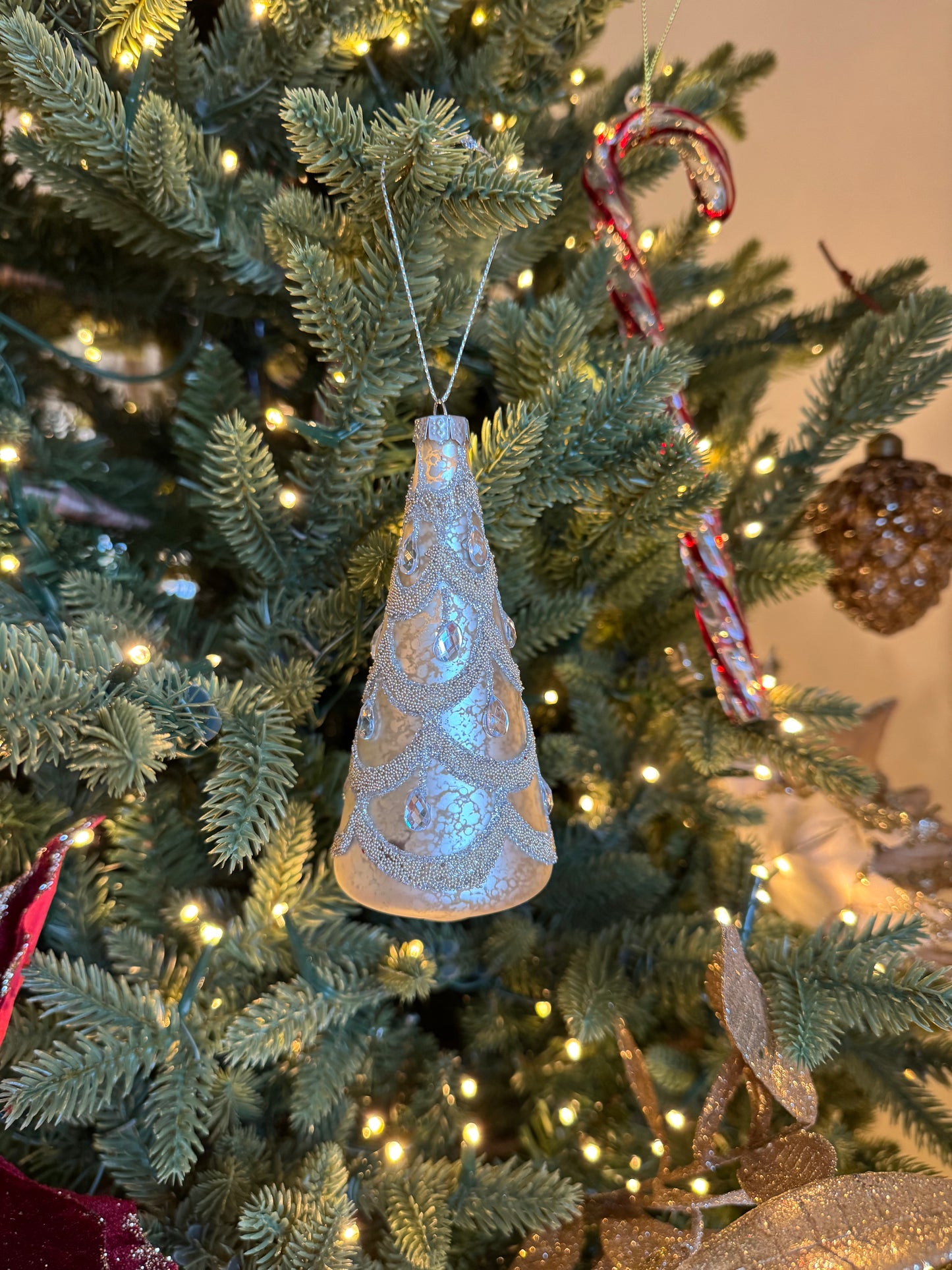 Champagne Christmas Tree Bauble with Jewels
