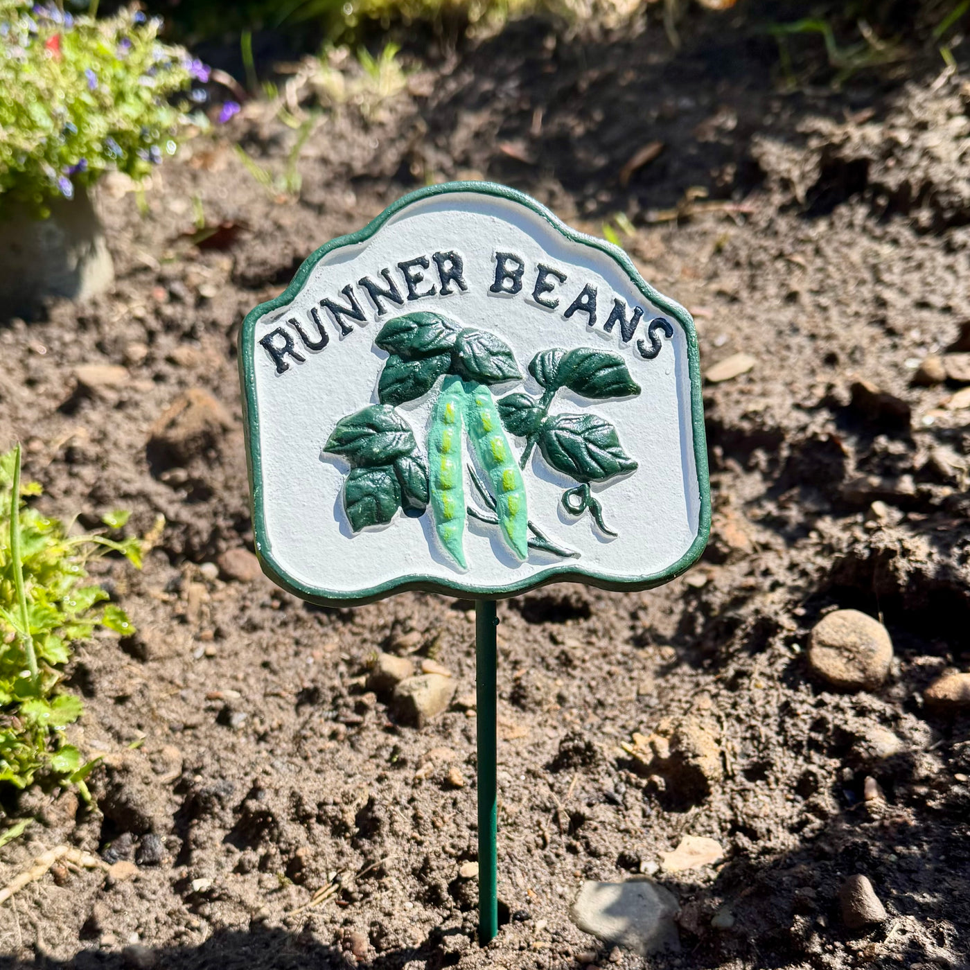 Cast iron Runner Beans garden marker sign