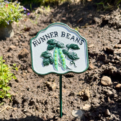 Cast iron Runner Beans garden marker sign