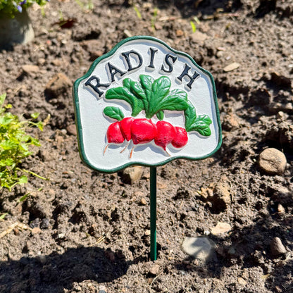 Cast iron Radish vegetable garden marker sign