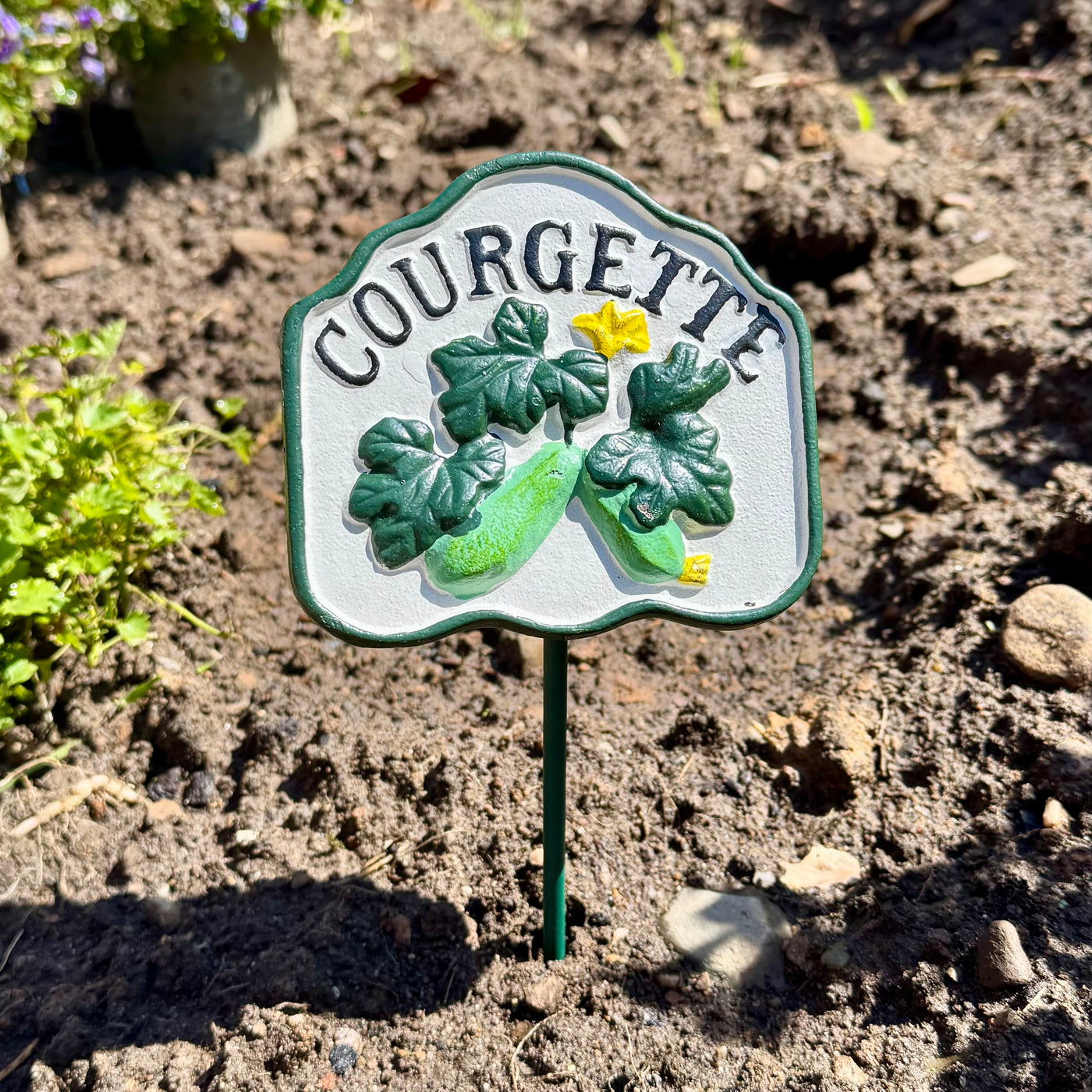 Cast iron Courgette vegetable garden marker sign