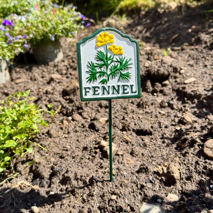 Cast iron Fennel herb garden marker sign