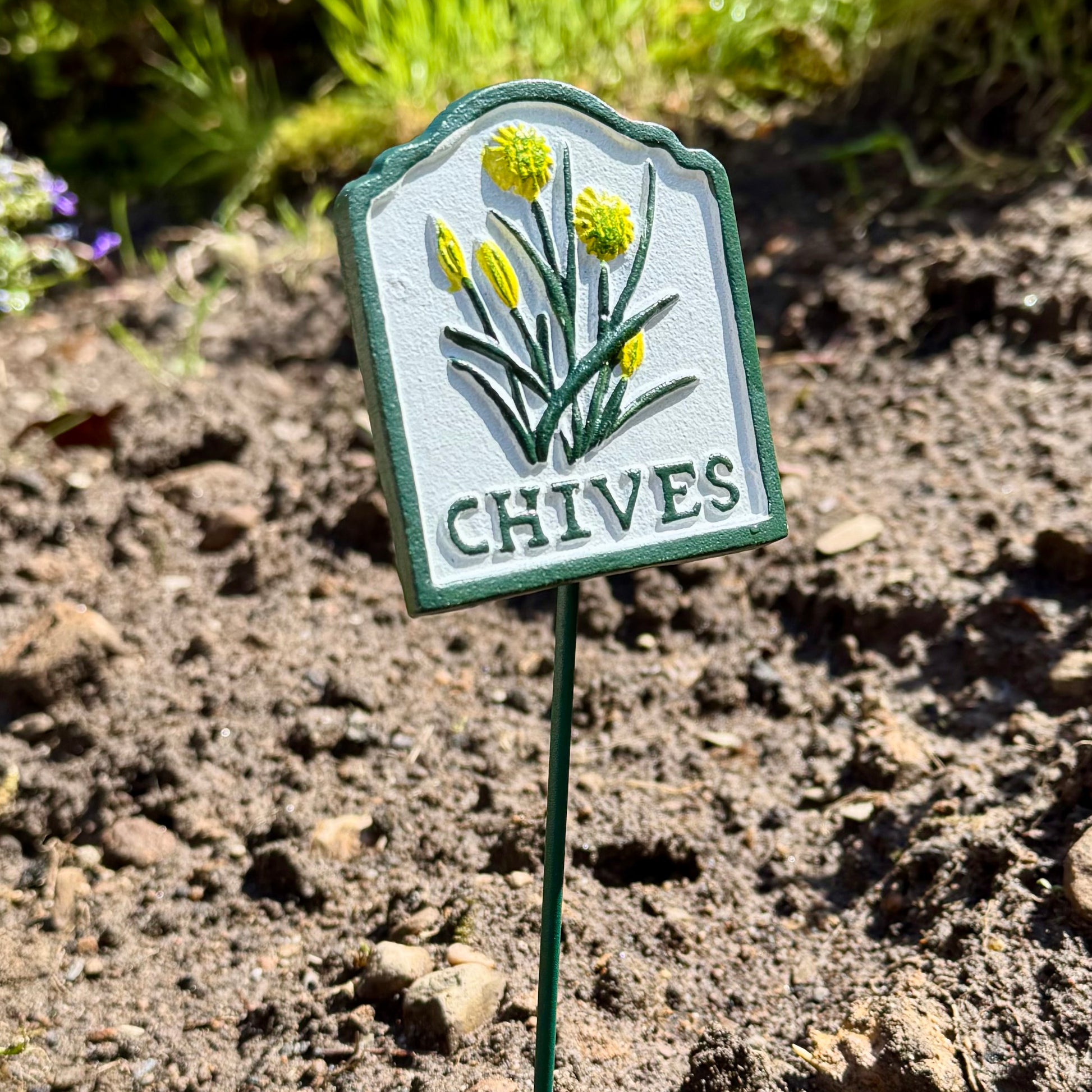 Cast iron Chives herb garden marker sign