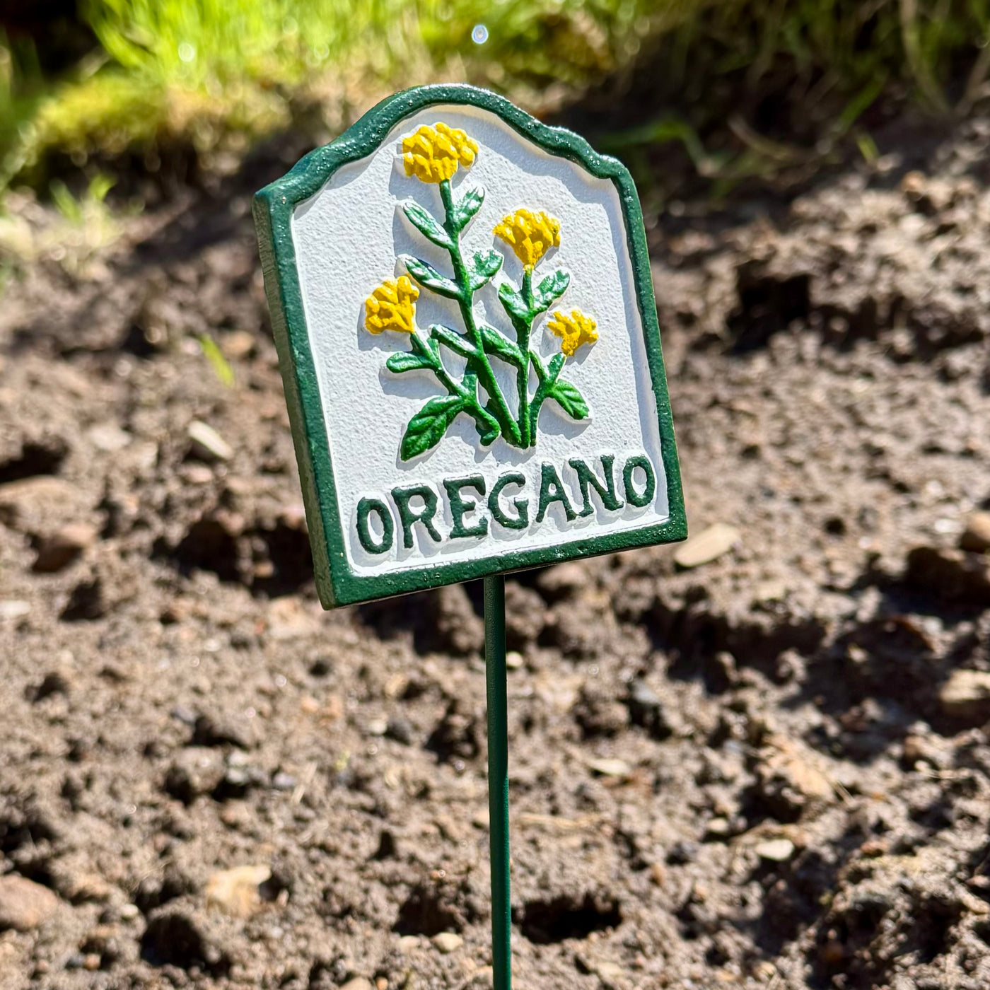 Cast iron Oregano herb garden marker sign