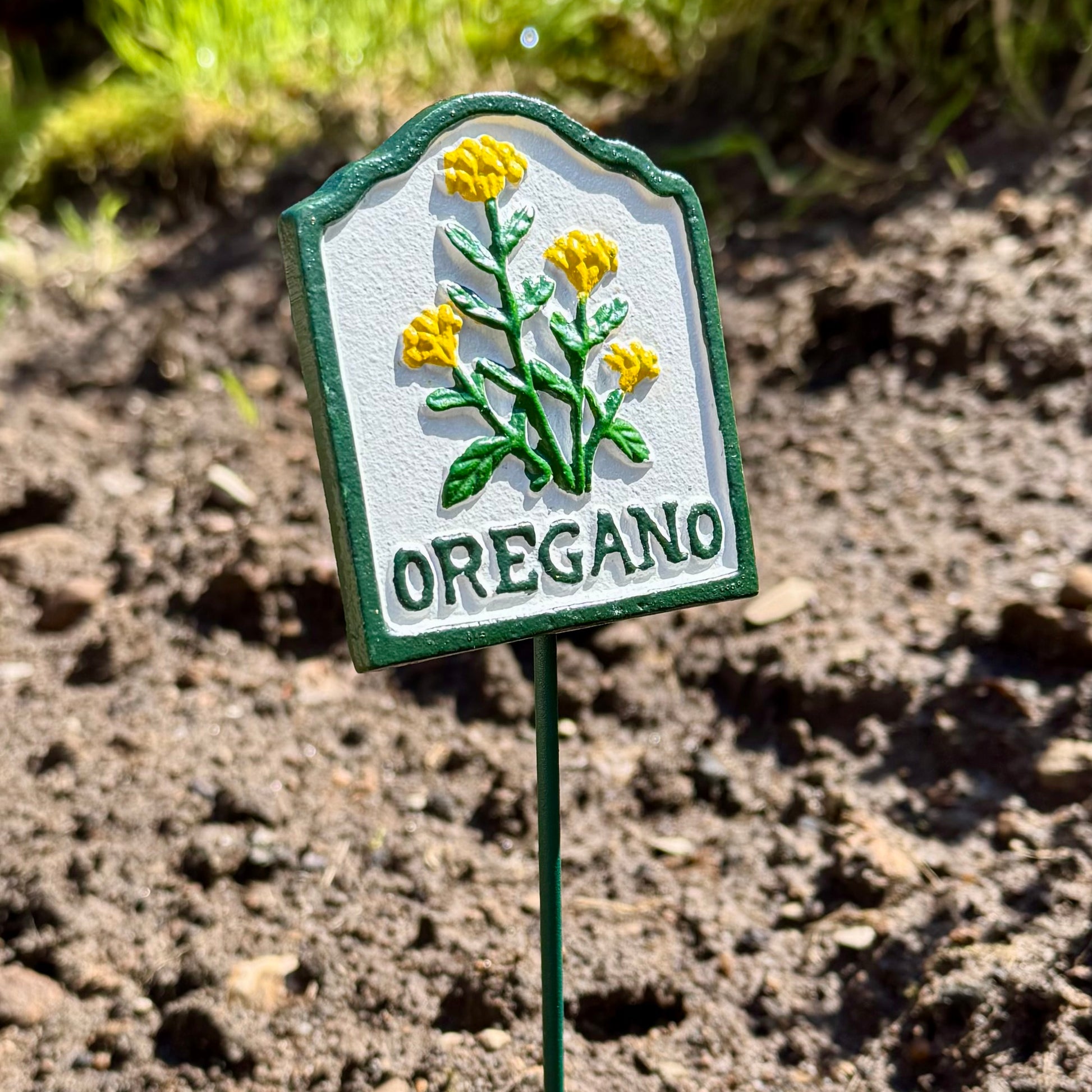 Cast iron Oregano herb garden marker sign
