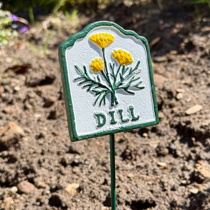 Cast iron Dill herb garden marker sign