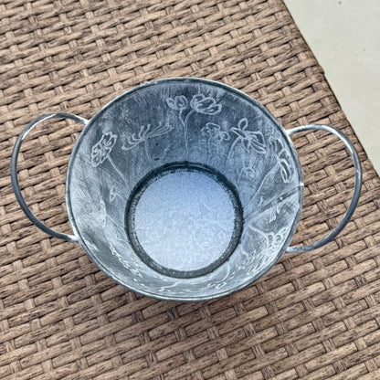 Vintage Galvanised Metal Flower Planters – Large