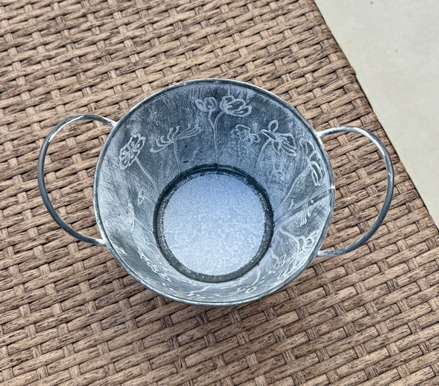Vintage Galvanised Metal Flower Planters