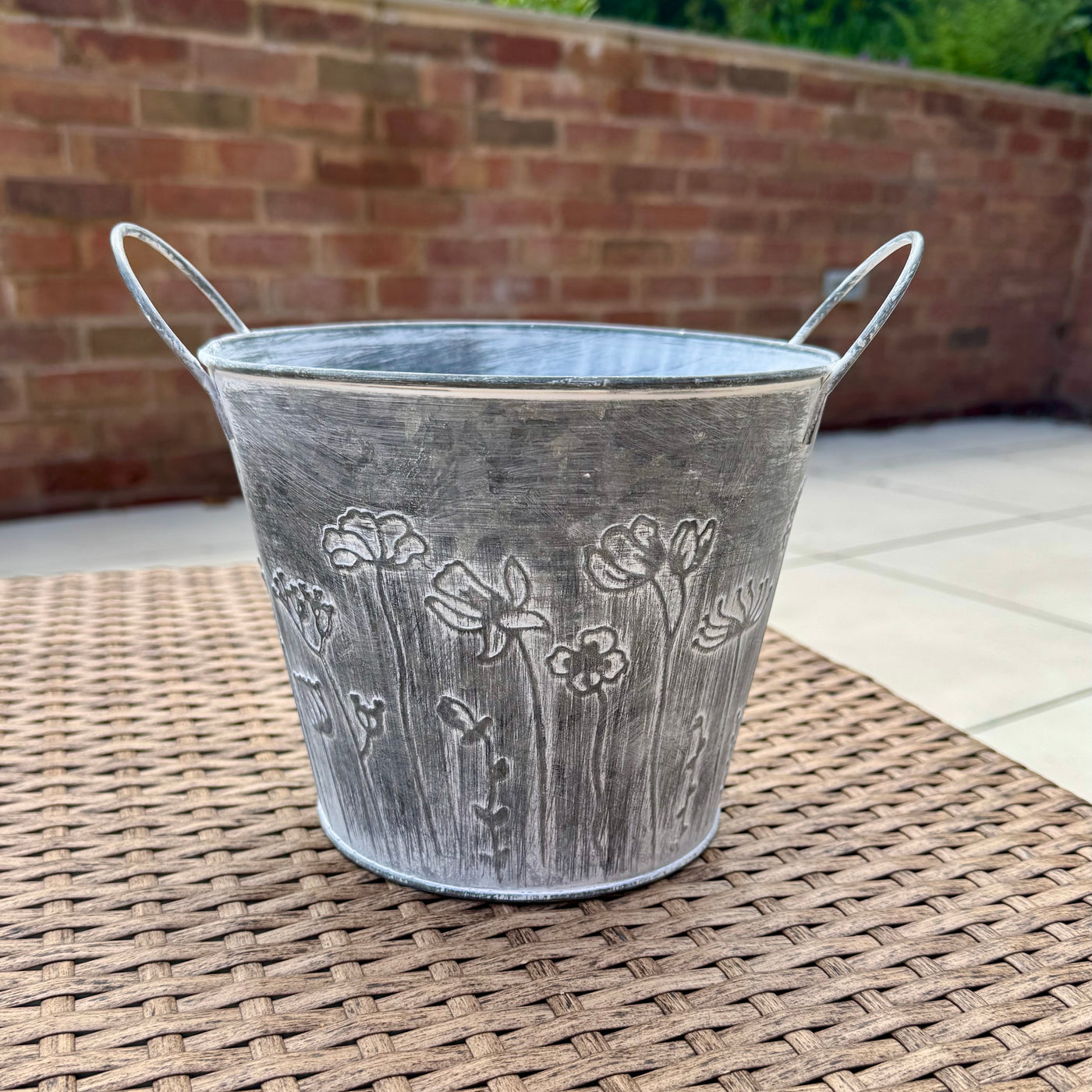 Vintage Galvanised Metal Flower Planters