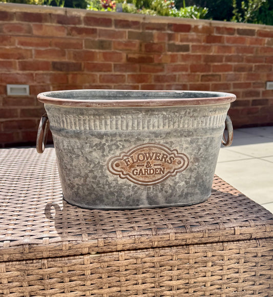 Galvanised Metal Planter 33cm